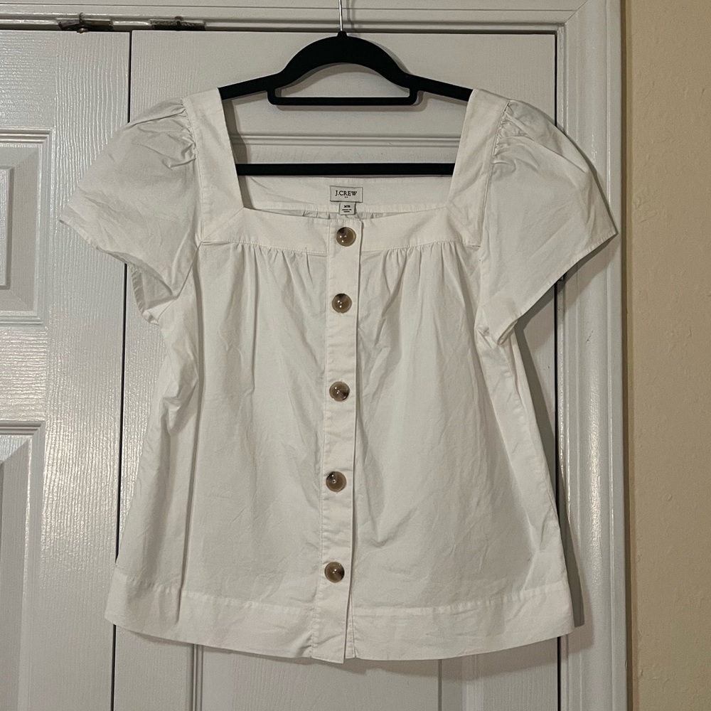 J. Crew Factory White Square Neck Blouse
